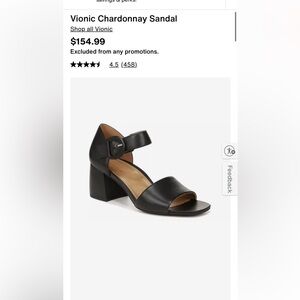NIB 7.5 black vionic chardonnay sandal